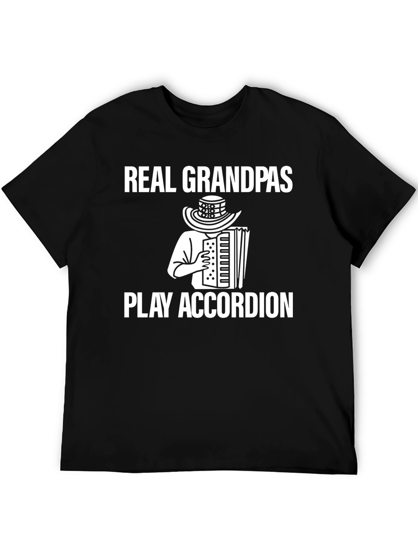 Real Grandpas Play Accordion Black T-Shirt