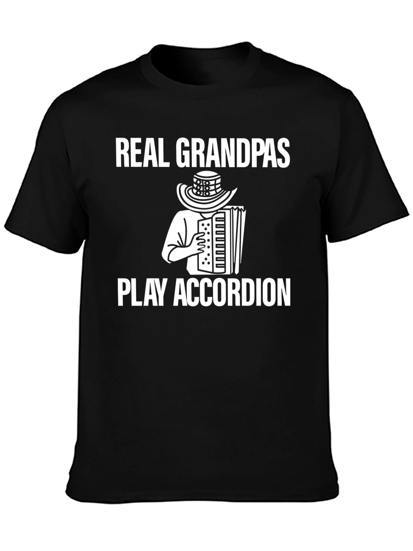Real Grandpas Play Accordion Black T-Shirt