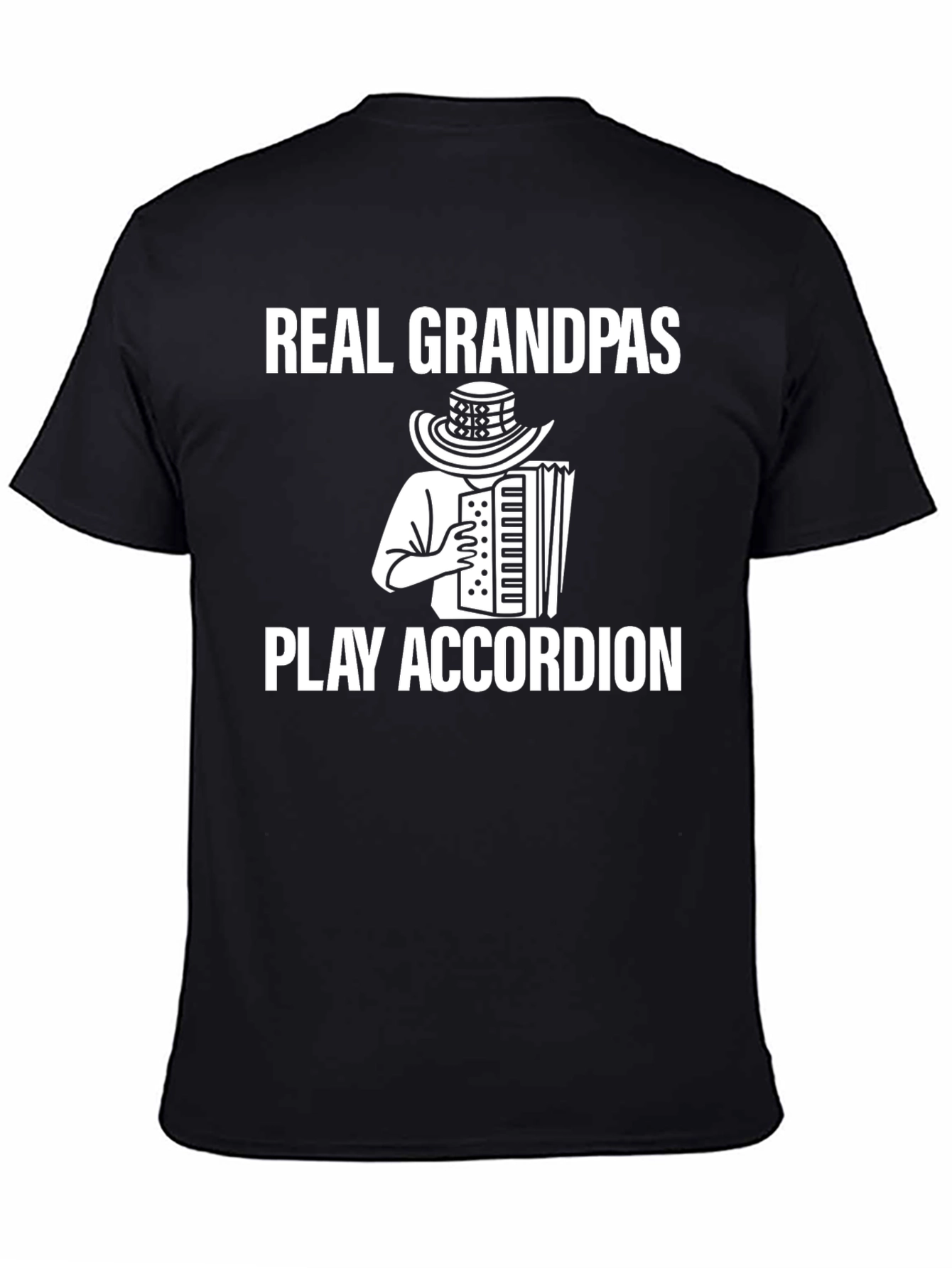 Real Grandpas Play Accordion Black T-Shirt