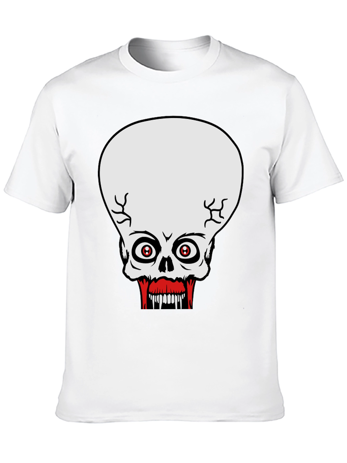 Creepy Skull Graphic Print Black T-Shirt