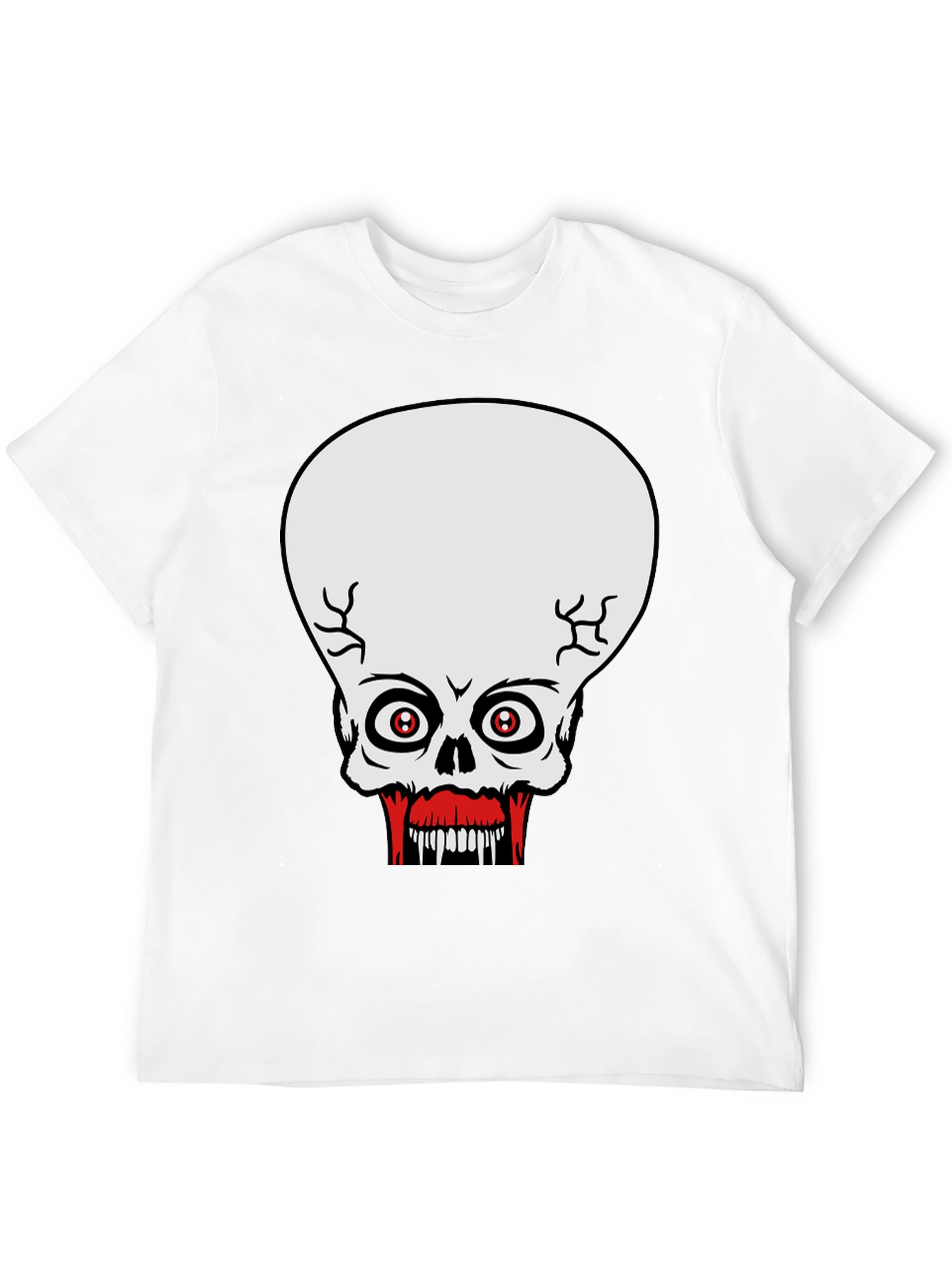 Creepy Skull Graphic Print Black T-Shirt
