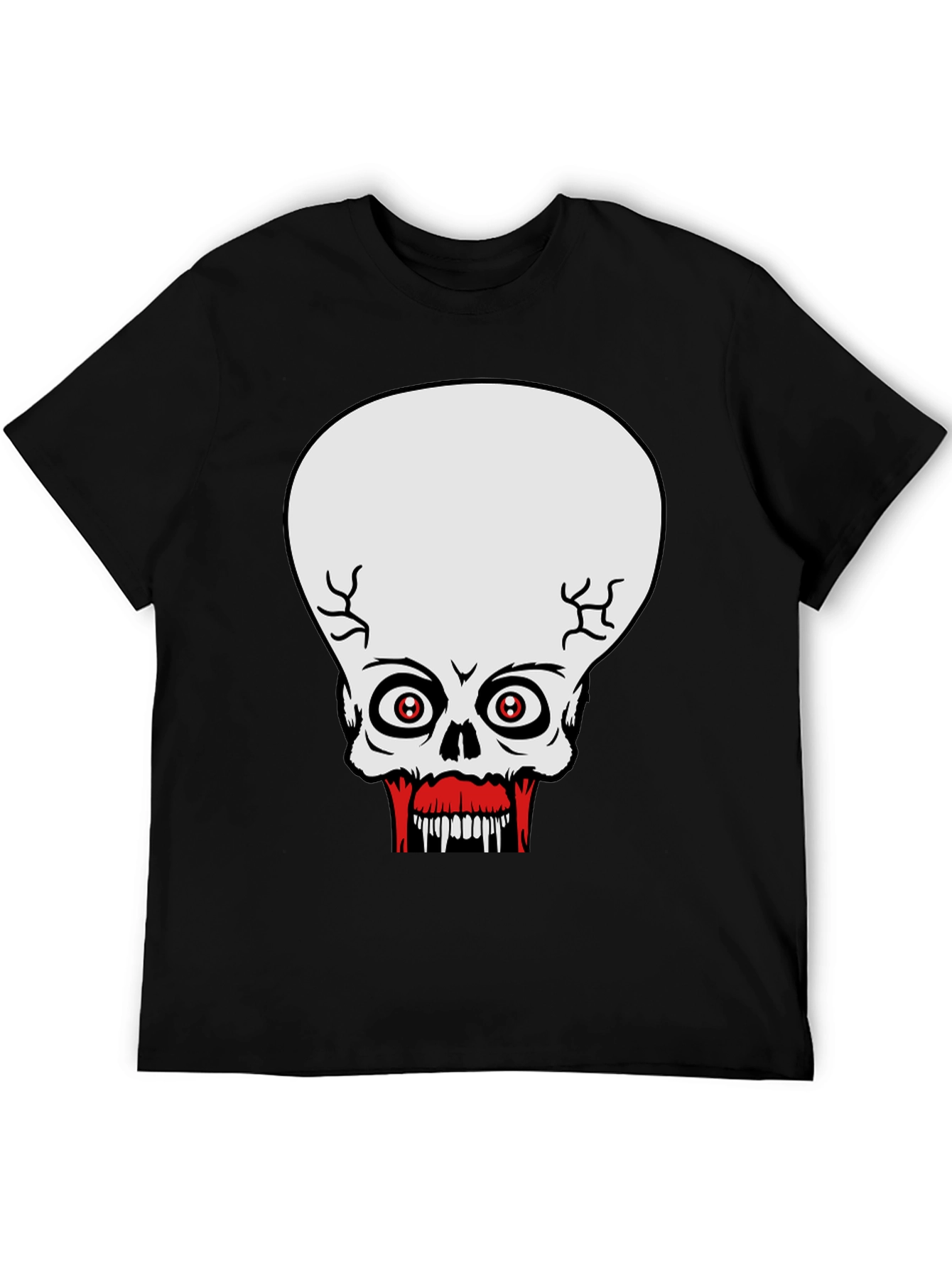Creepy Skull Graphic Print Black T-Shirt