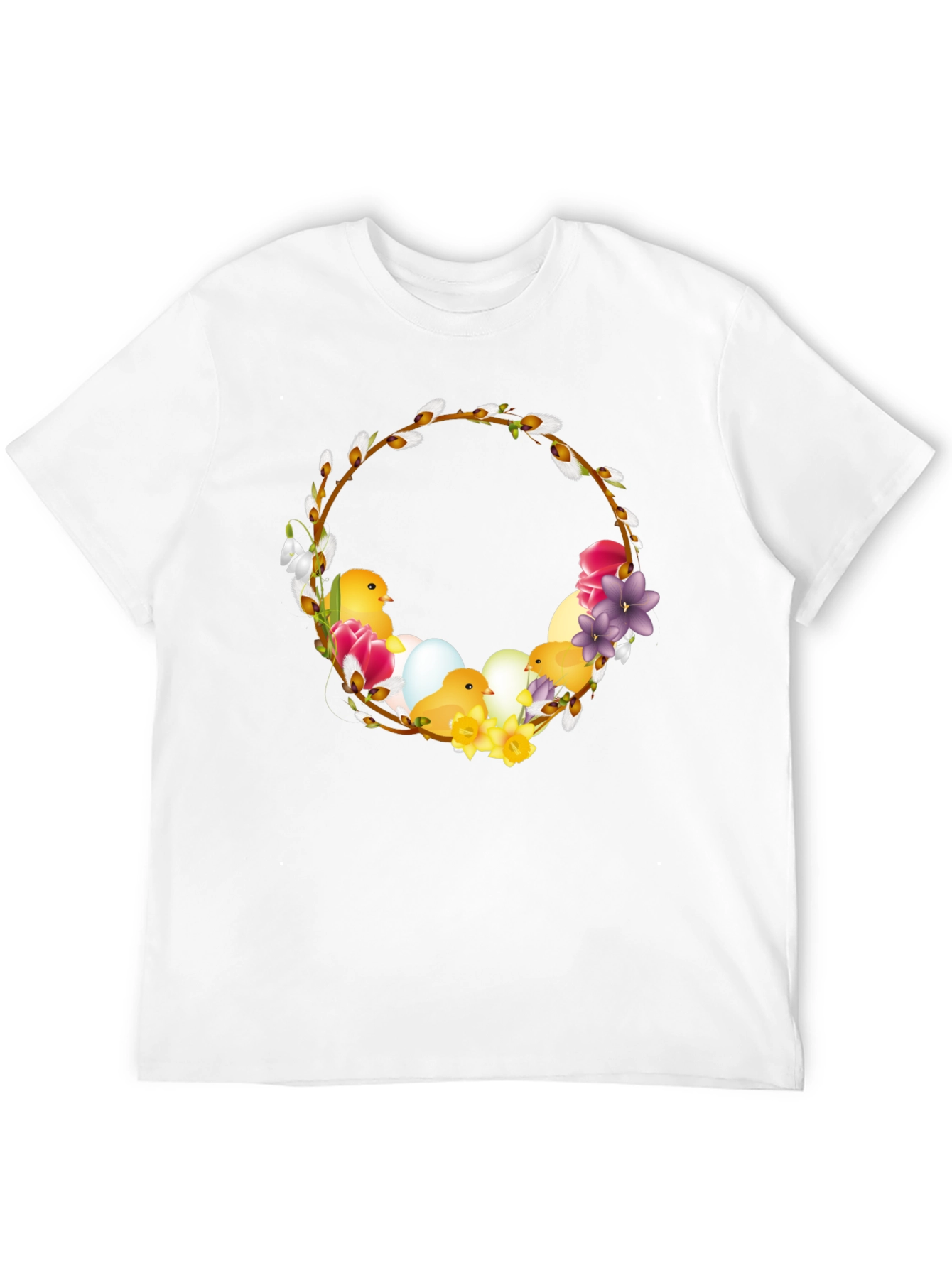 Easter Chick Wreath Black T-Shirt