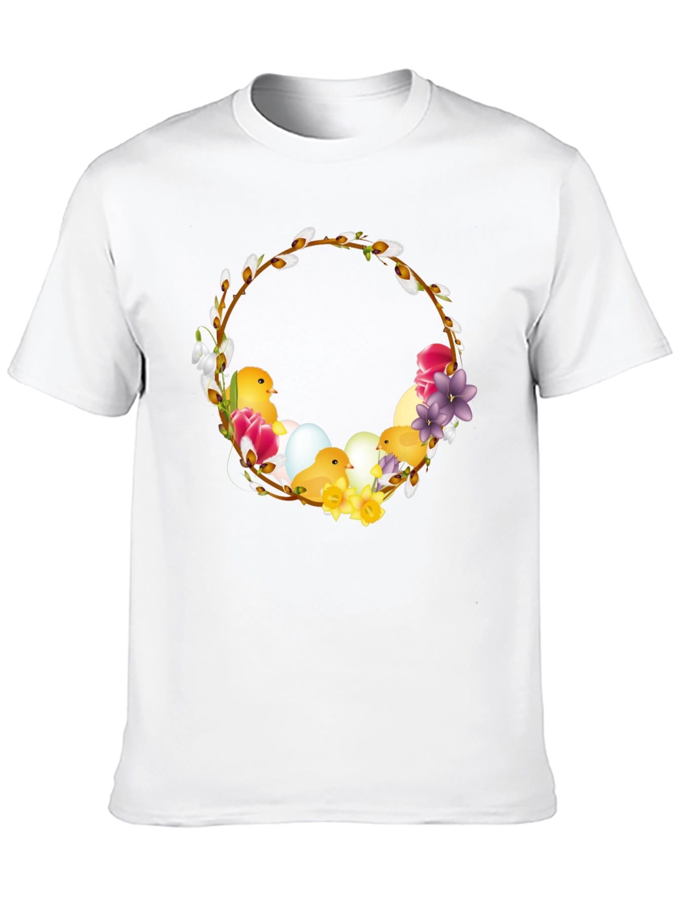 Easter Chick Wreath Black T-Shirt