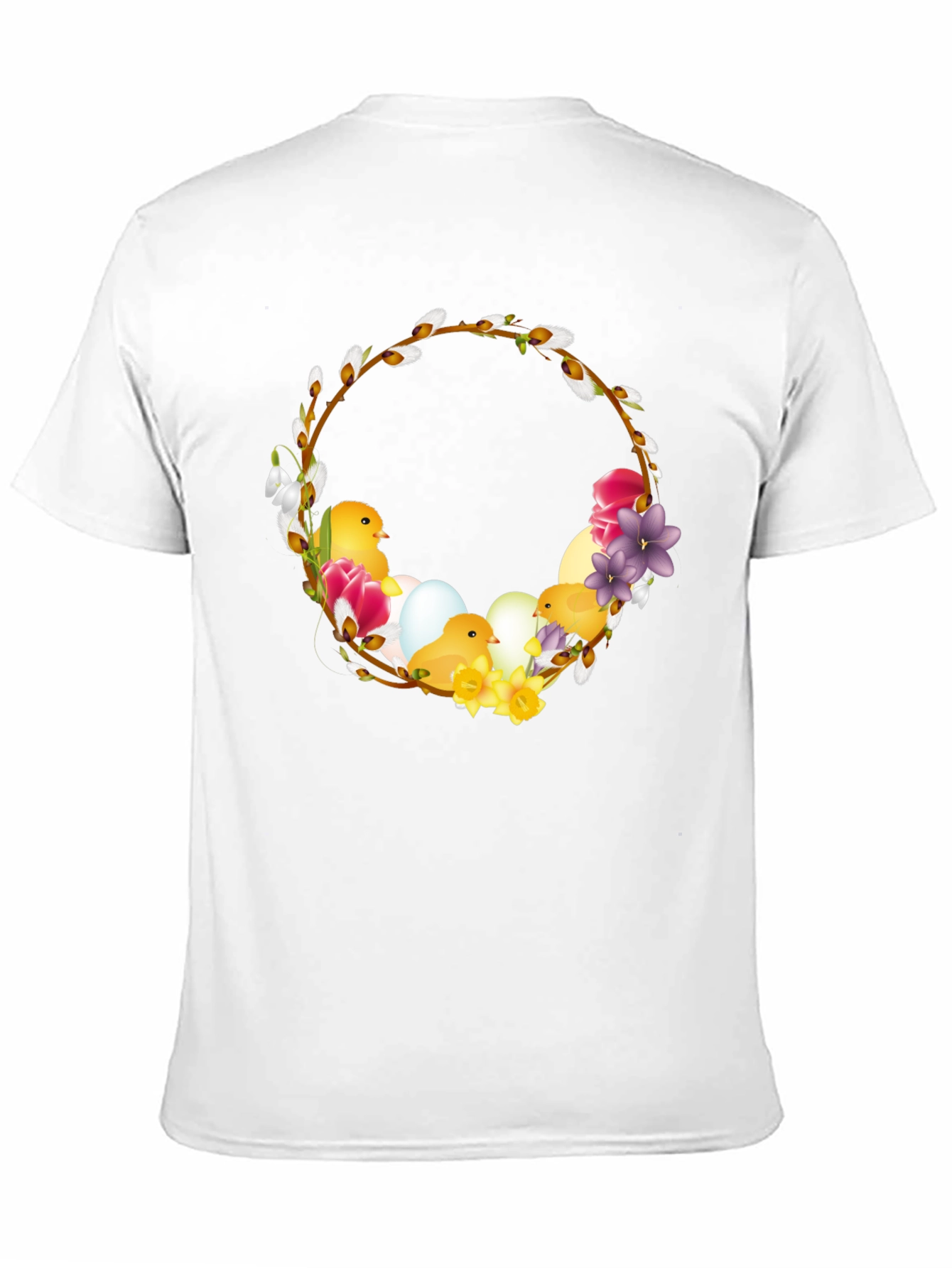 Easter Chick Wreath Black T-Shirt