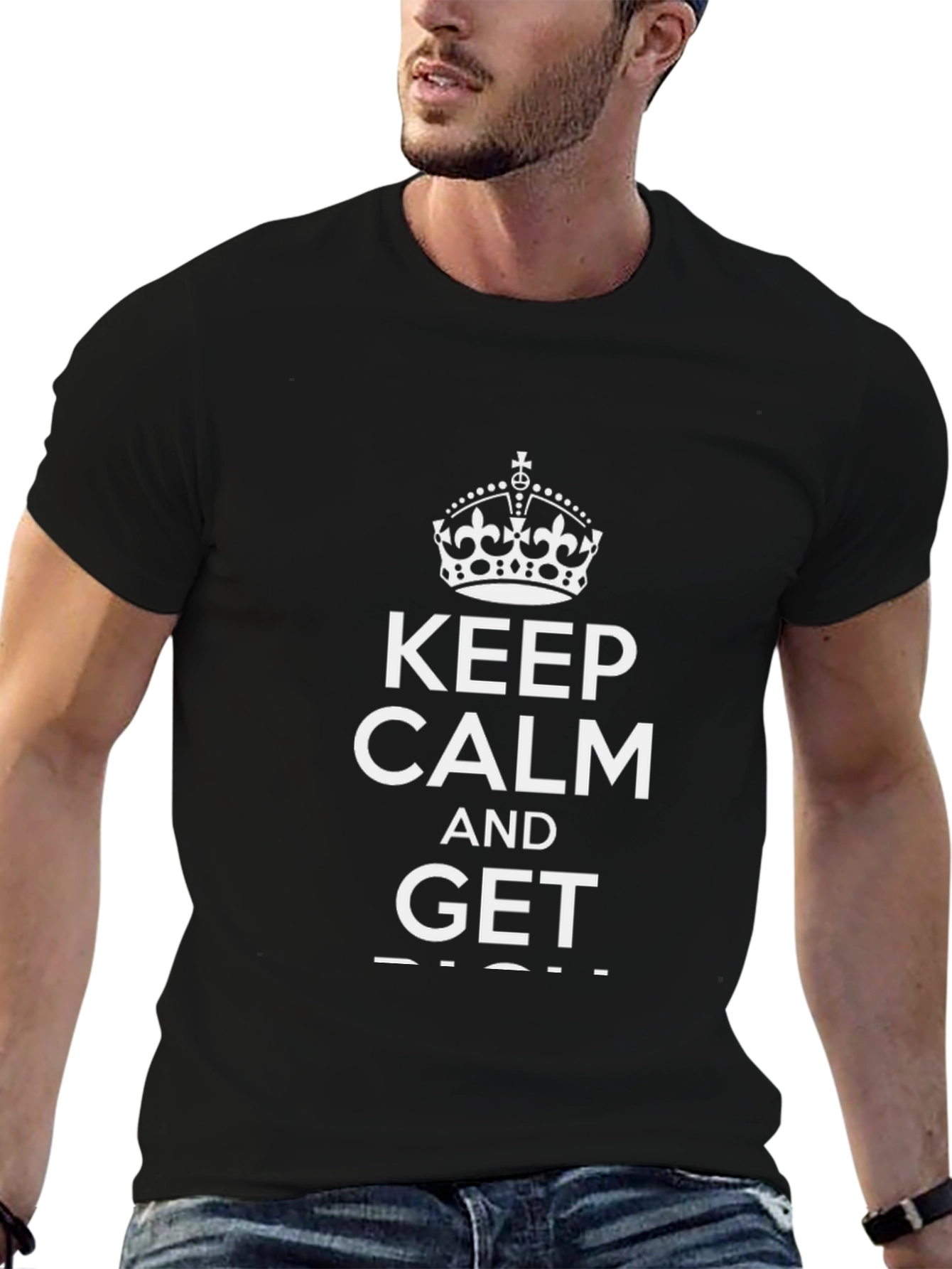 Keep Calm and Get Rich Black Graphic T-Shirt
