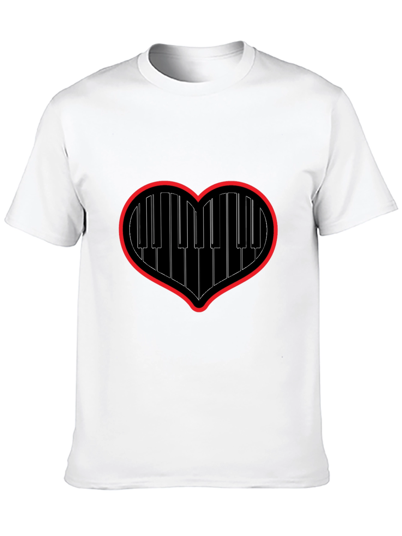 Piano Heartbeat Tee - Music Lovers Black T-Shirt