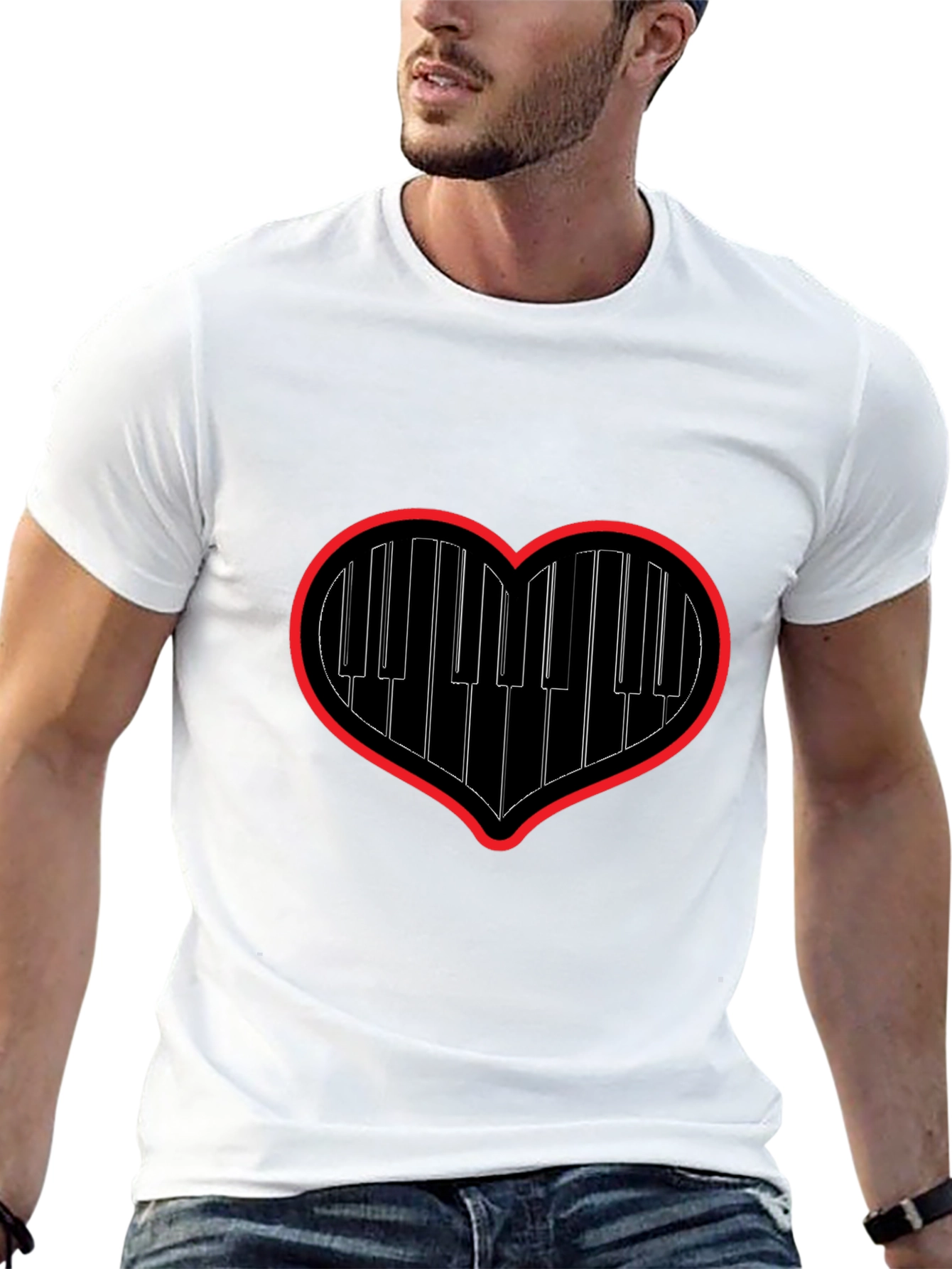 Piano Heartbeat Tee - Music Lovers Black T-Shirt