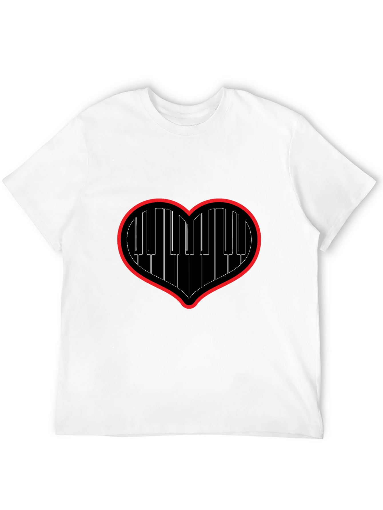 Piano Heartbeat Tee - Music Lovers Black T-Shirt