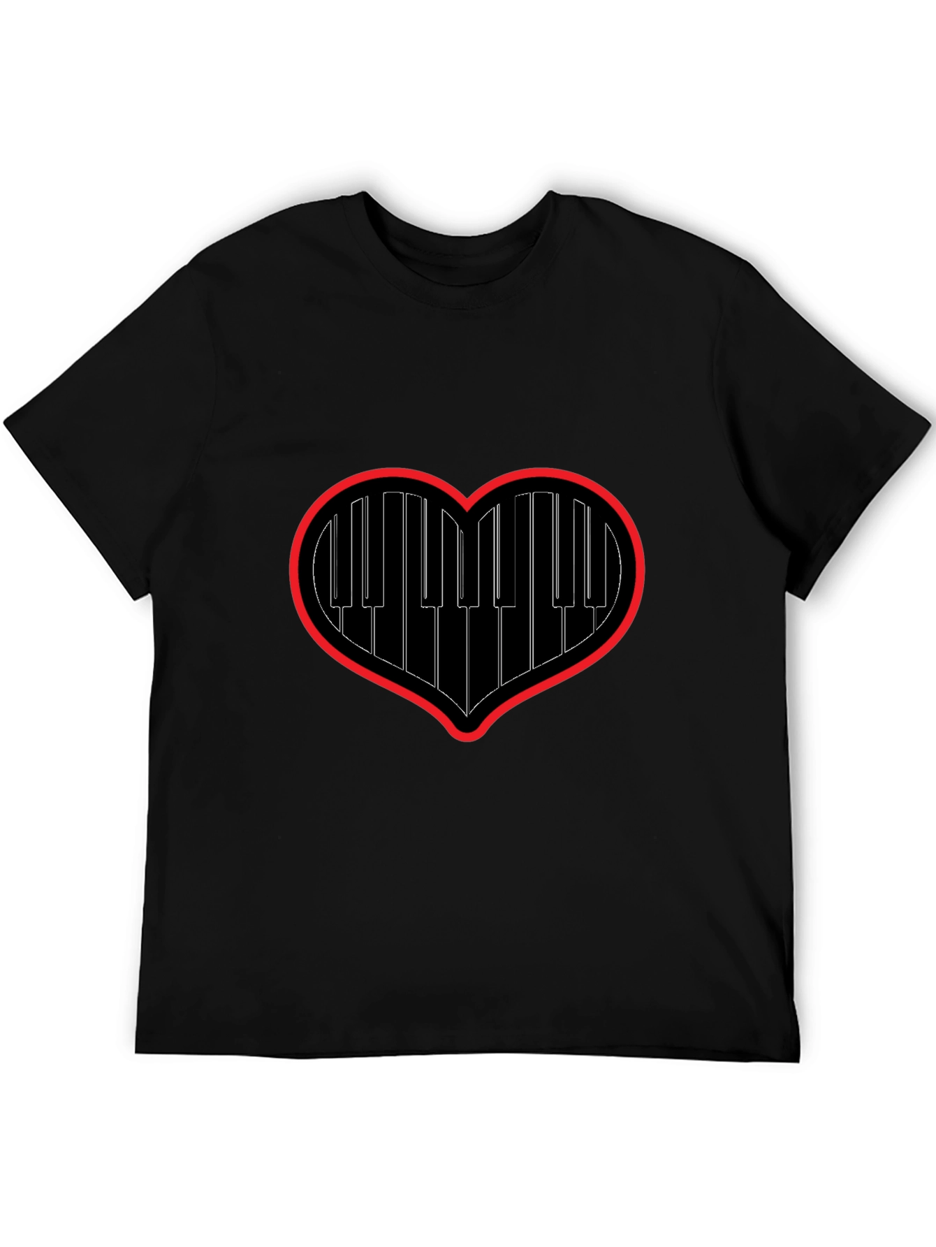 Piano Heartbeat Tee - Music Lovers Black T-Shirt