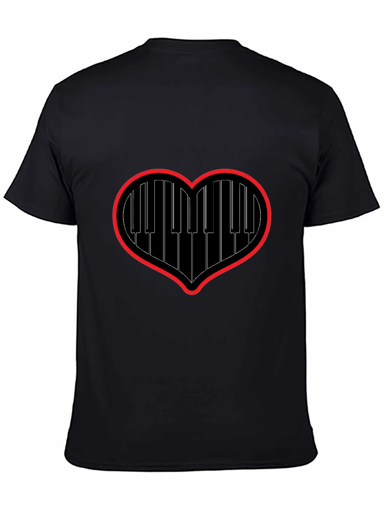 Piano Heartbeat Tee - Music Lovers Black T-Shirt