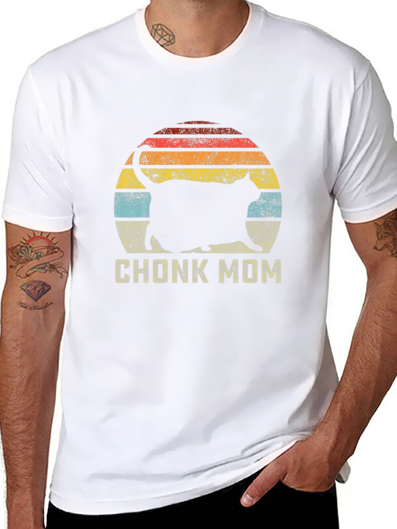 Chonk Mom Cat T-Shirt - Retro Style