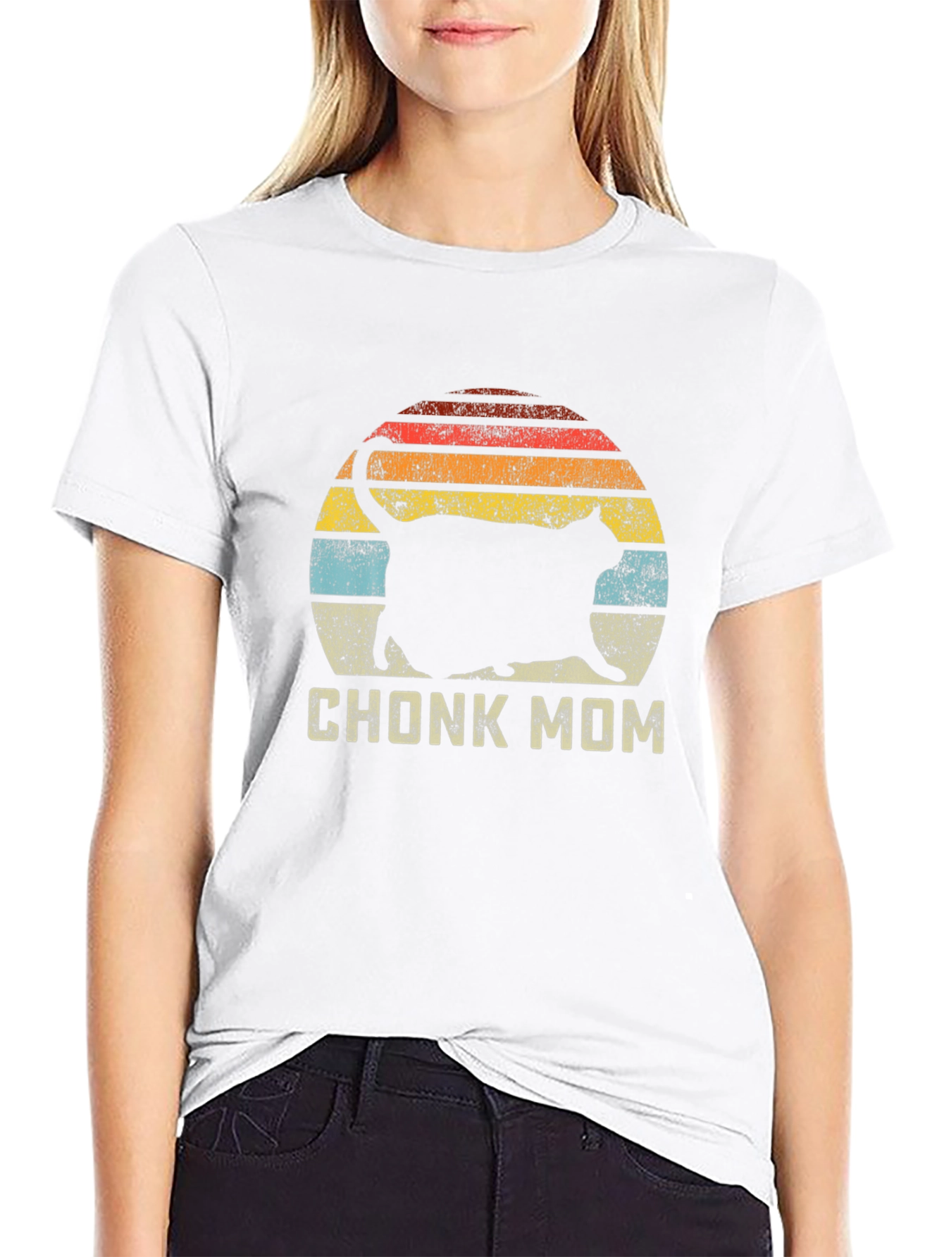 Chonk Mom Cat T-Shirt - Retro Style