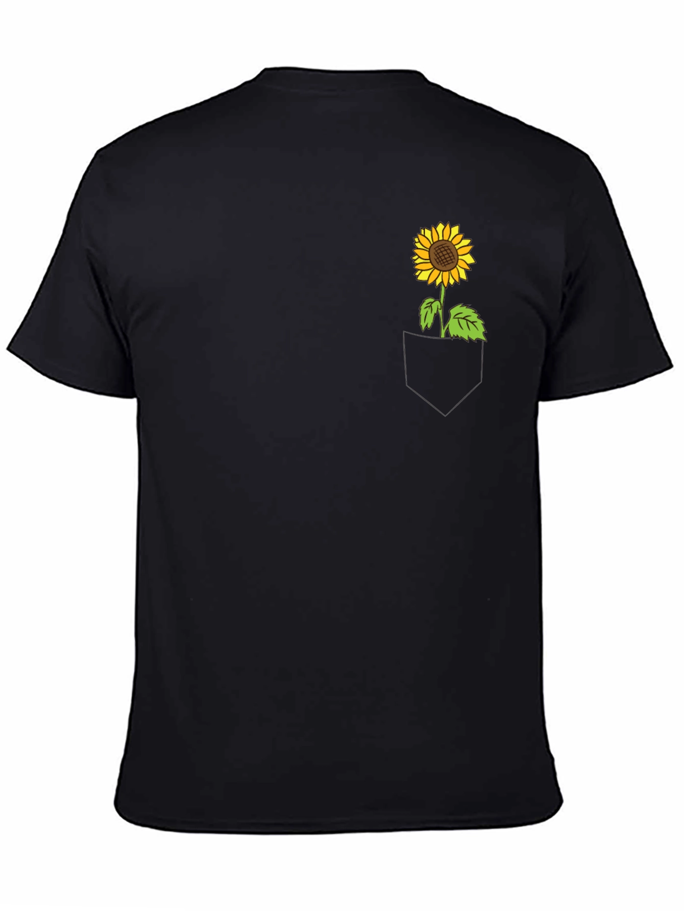 Sunflower Pocket Tee - Black Cotton Casual Wear