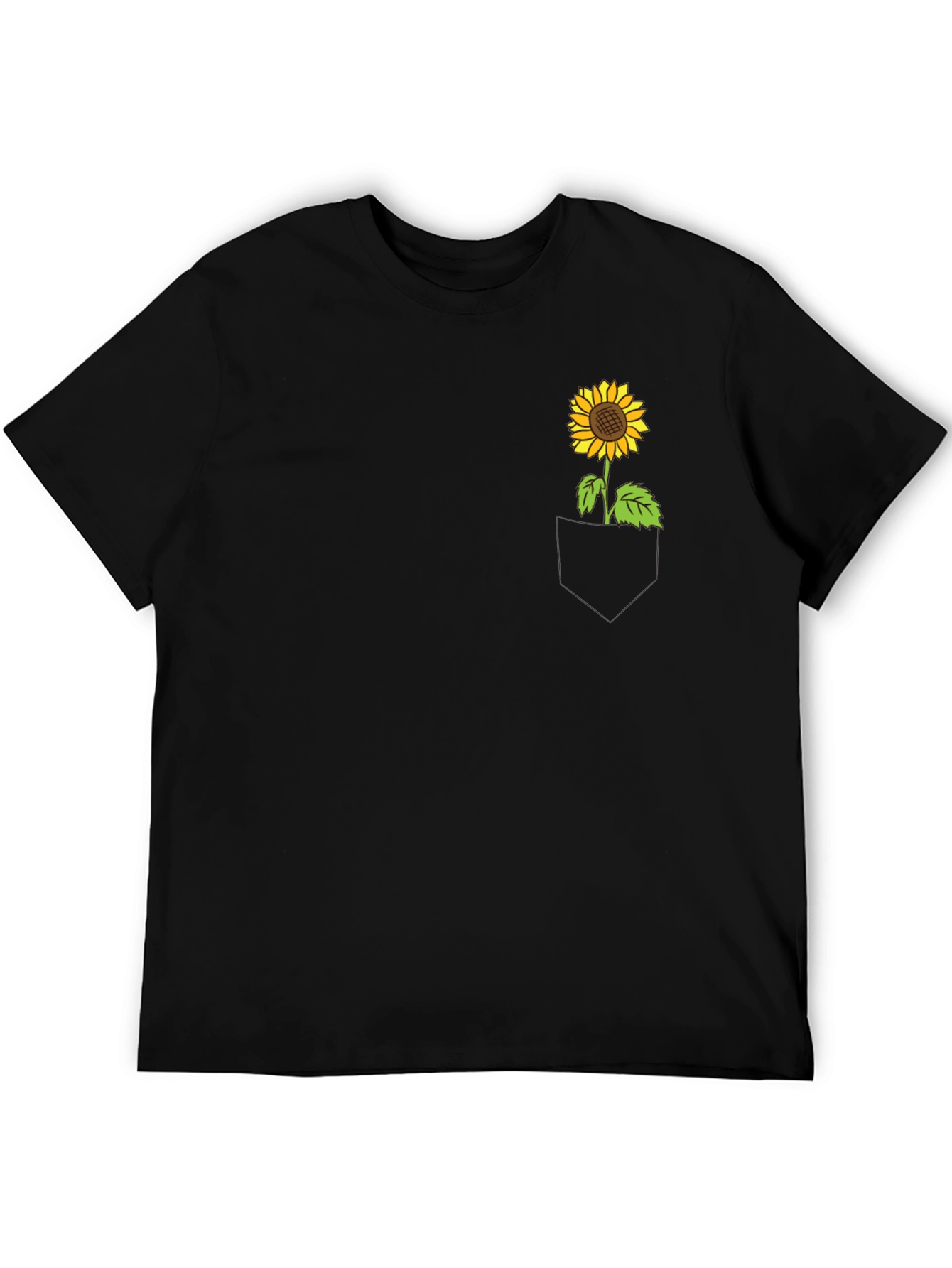 Sunflower Pocket Tee - Black Cotton Casual Wear