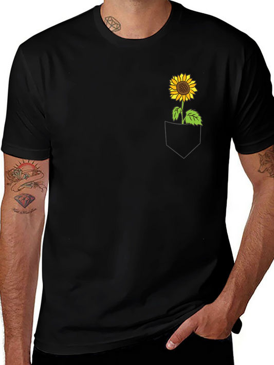 Sunflower Pocket Tee - Black Cotton Casual Wear