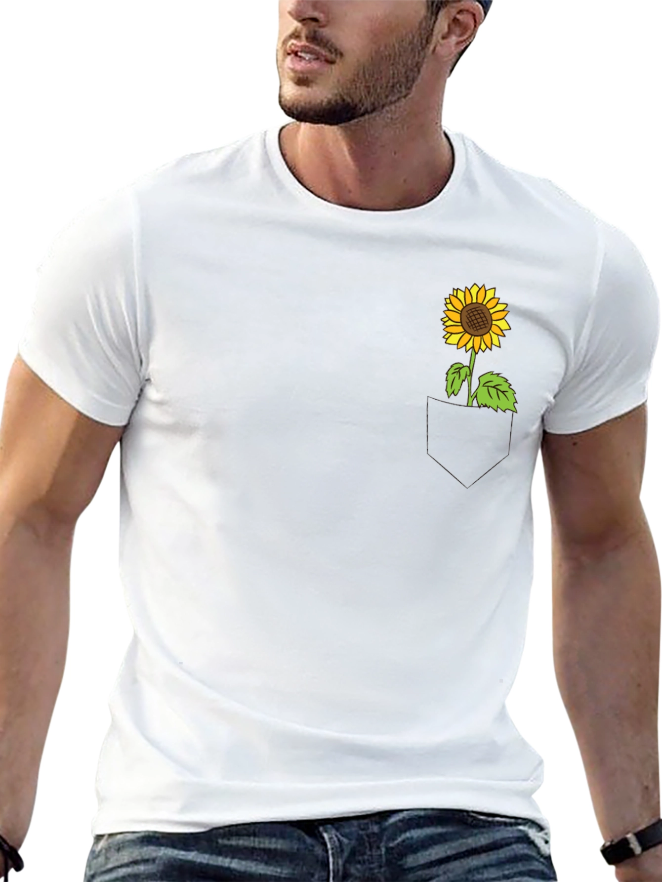 Sunflower Pocket Tee - Black Cotton Casual Wear