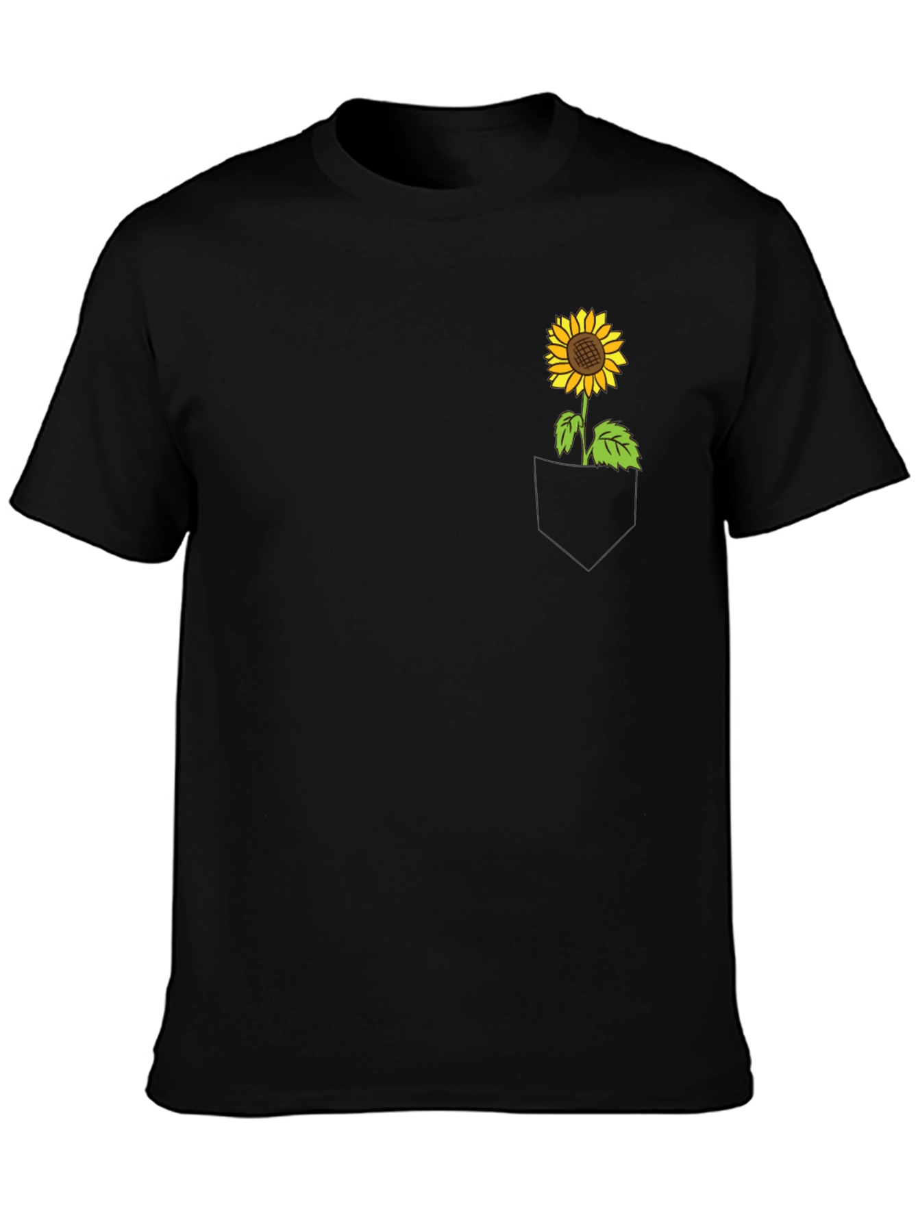 Sunflower Pocket Tee - Black Cotton Casual Wear