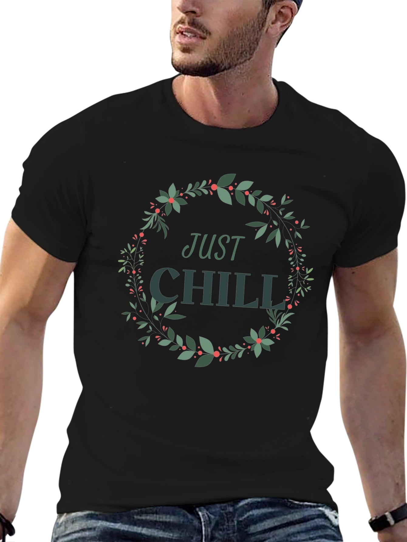 Just Chill Wreath Graphic Tee - Relaxed Style