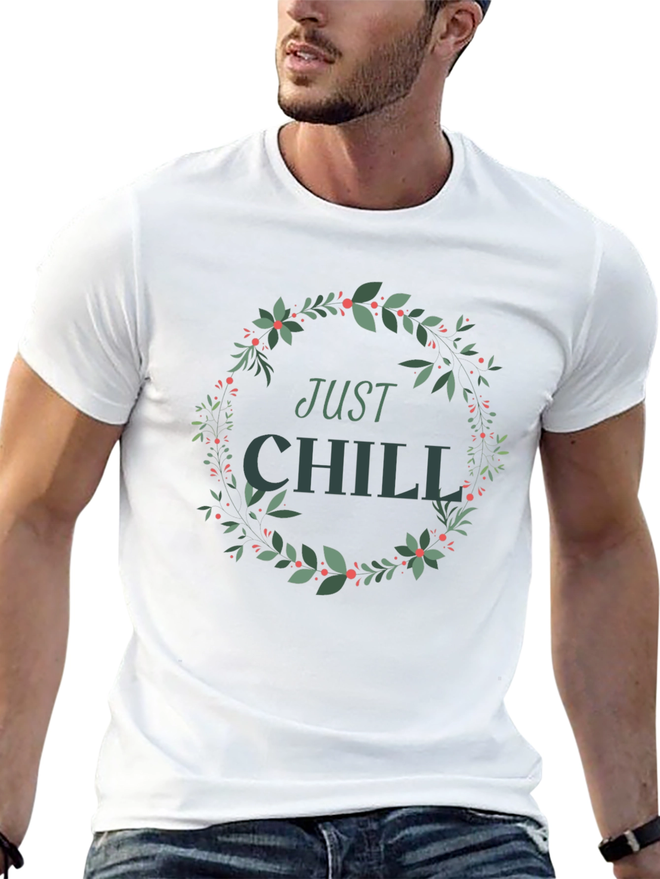 Just Chill Wreath Graphic Tee - Relaxed Style