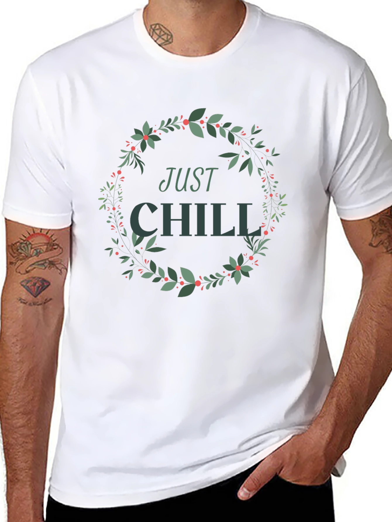 Just Chill Wreath Graphic Tee - Relaxed Style