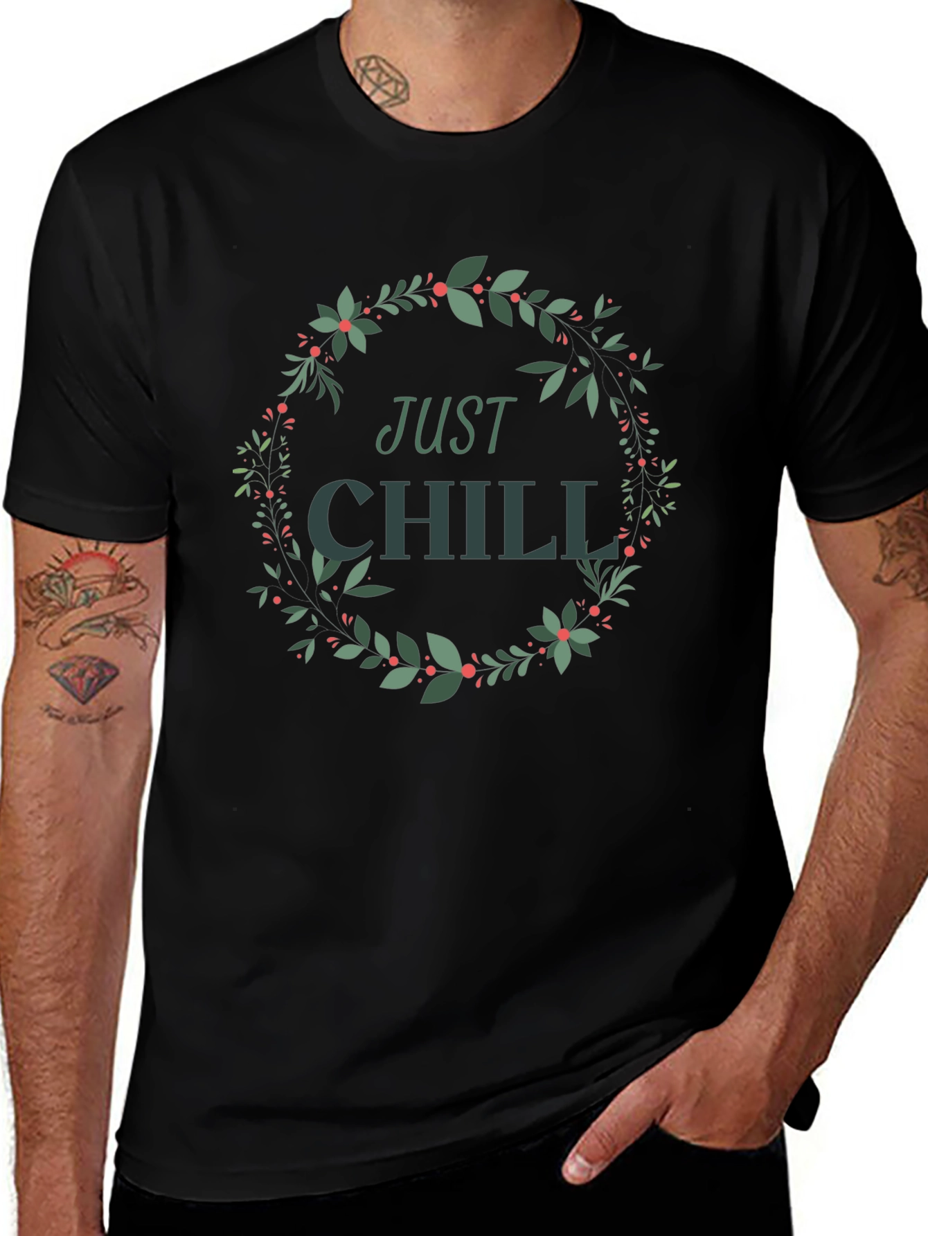 Just Chill Wreath Graphic Tee - Relaxed Style