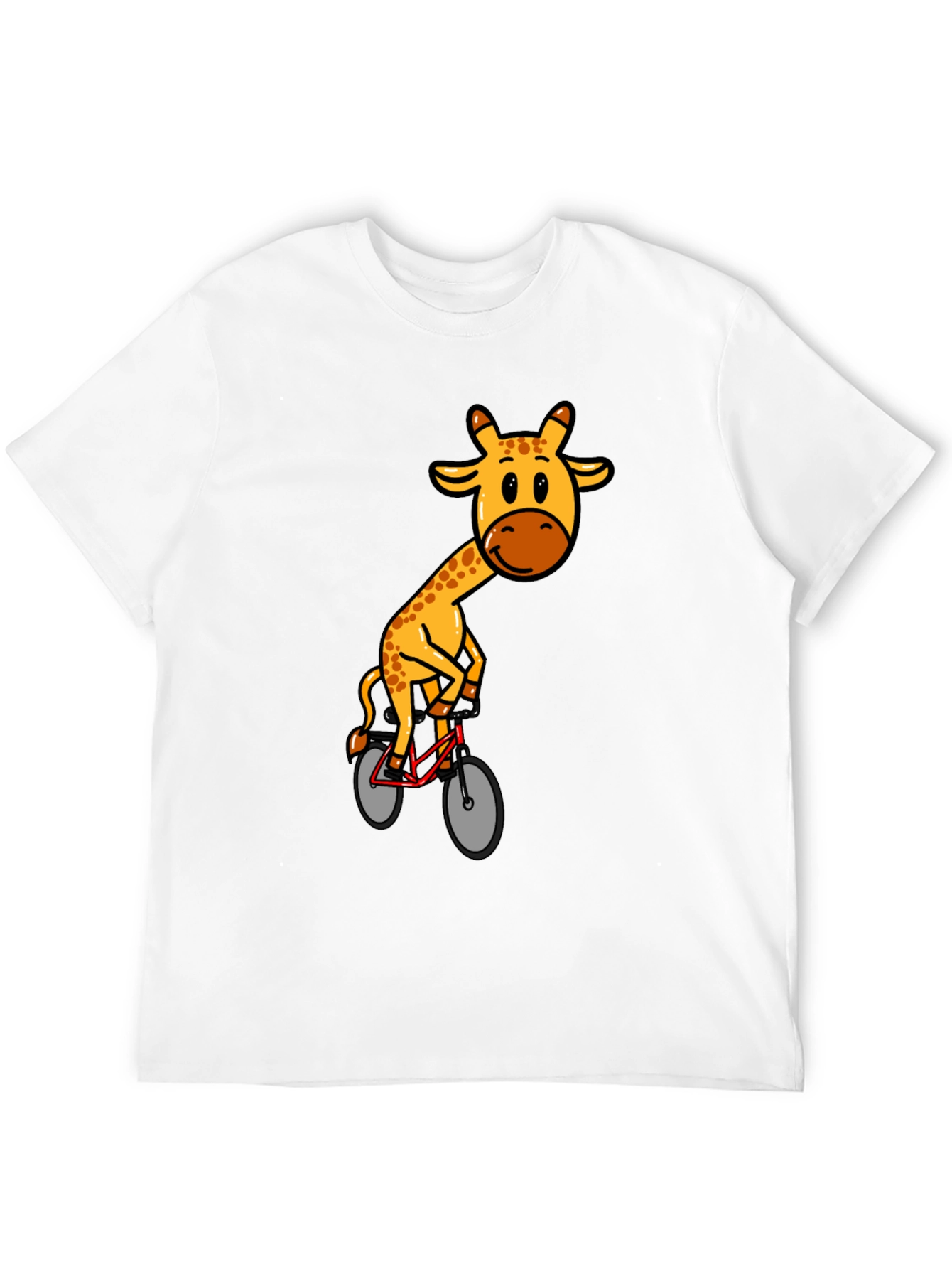 Giraffe on Bike Graphic T-Shirt - Black