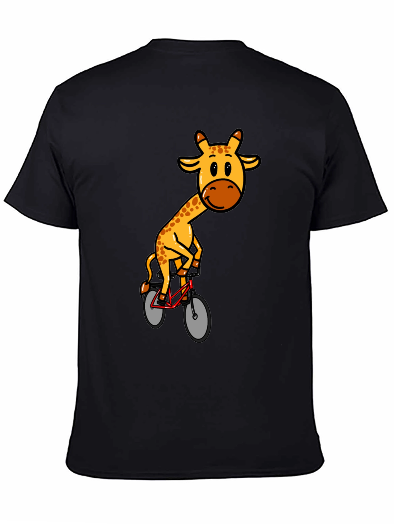 Giraffe on Bike Graphic T-Shirt - Black