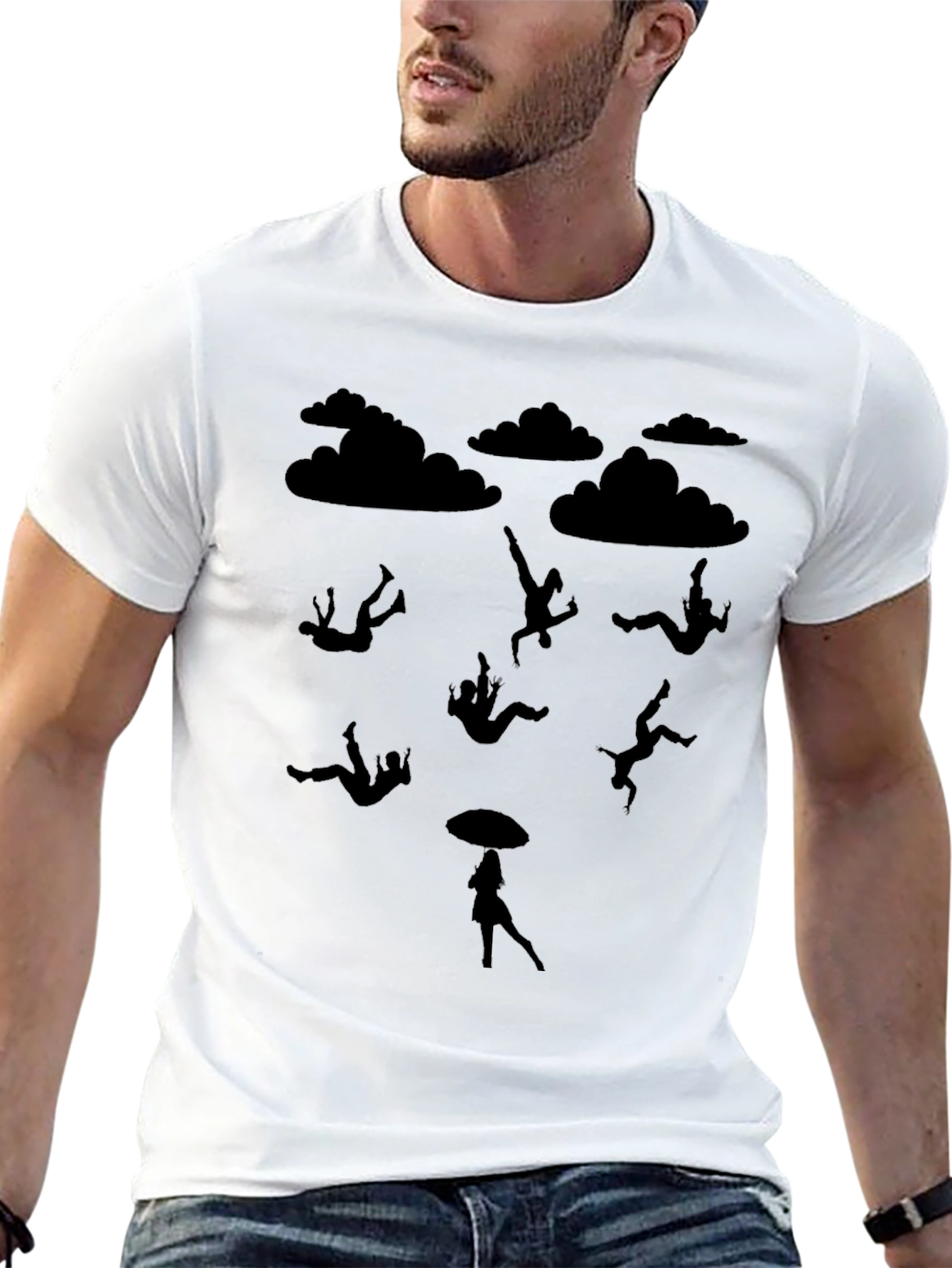 Falling People Graphic Tee - Black Cotton T-Shirt