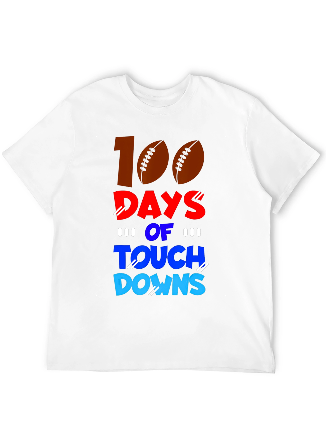 100 Days of Touchdowns Football T-Shirt
