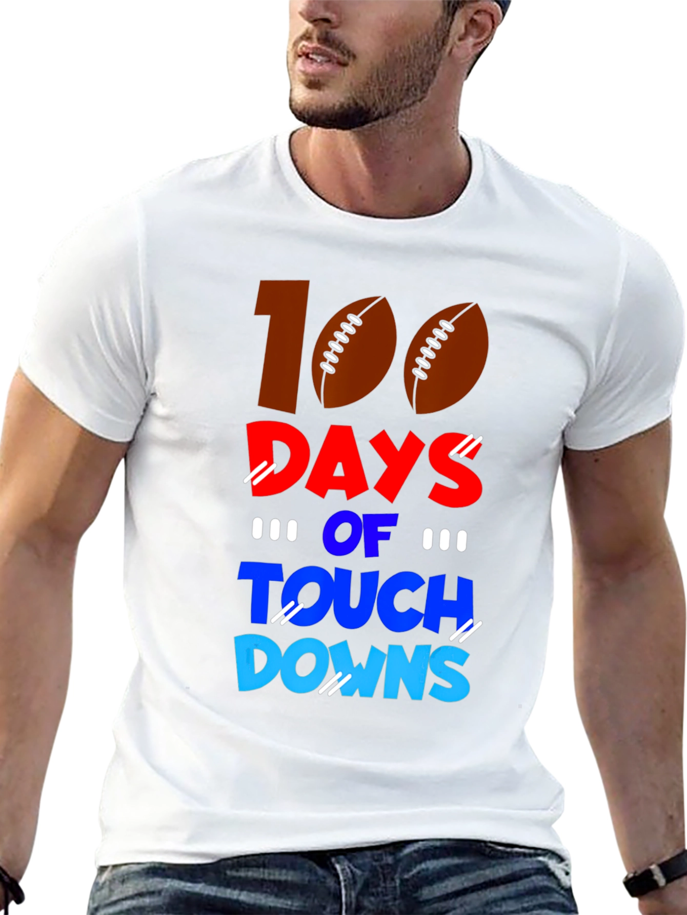 100 Days of Touchdowns Football T-Shirt
