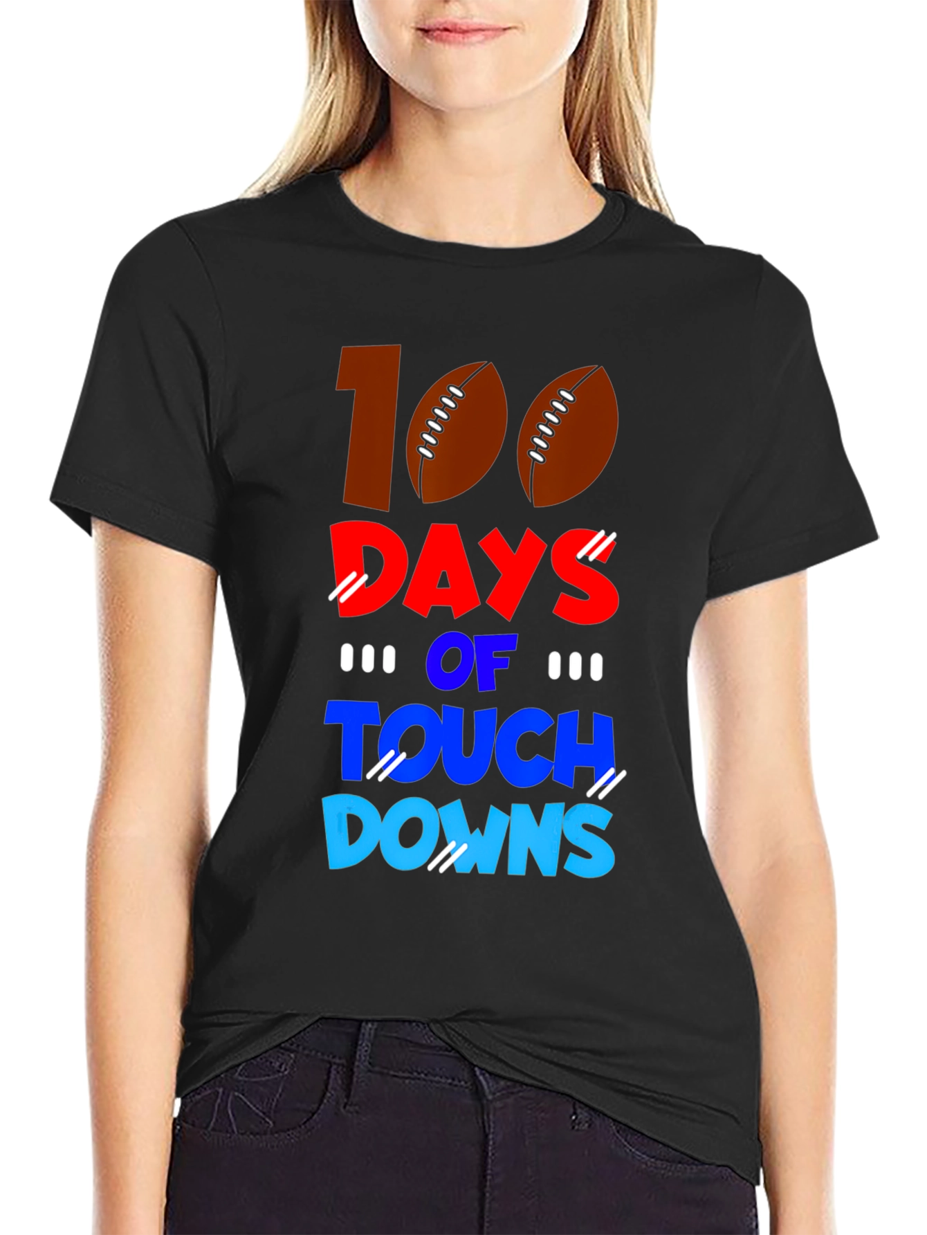 100 Days of Touchdowns Football T-Shirt