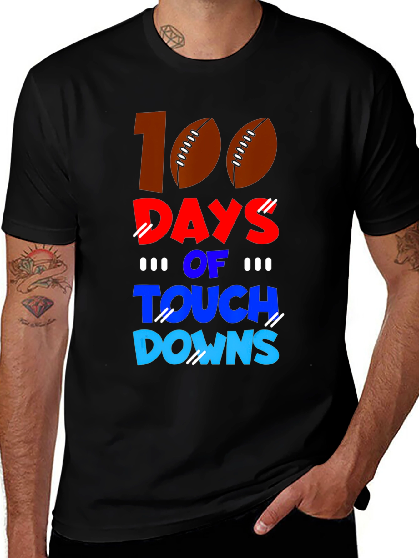 100 Days of Touchdowns Football T-Shirt