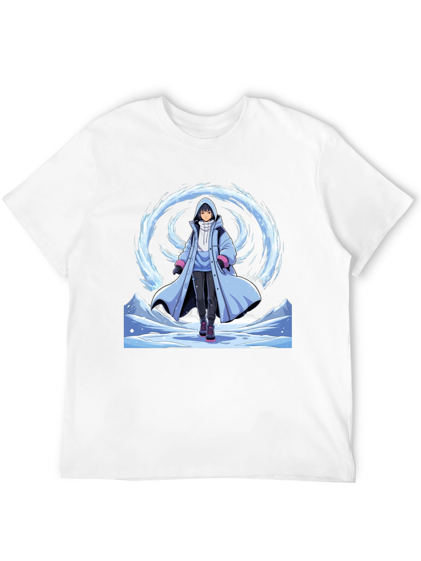 Anime Ice Wizard Black T-Shirt