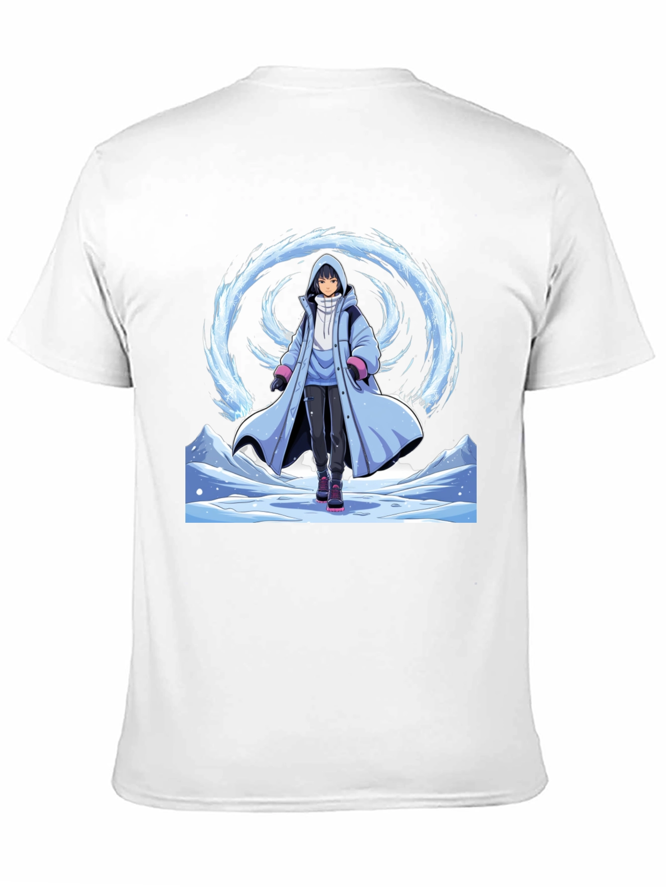 Anime Ice Wizard Black T-Shirt