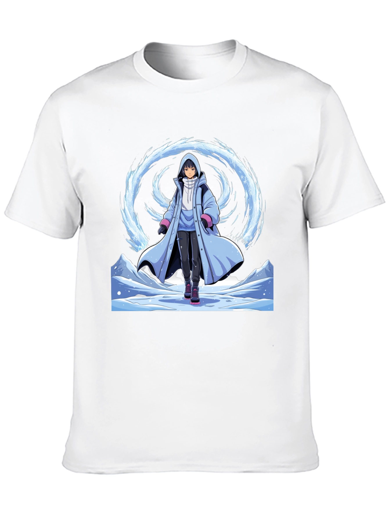 Anime Ice Wizard Black T-Shirt