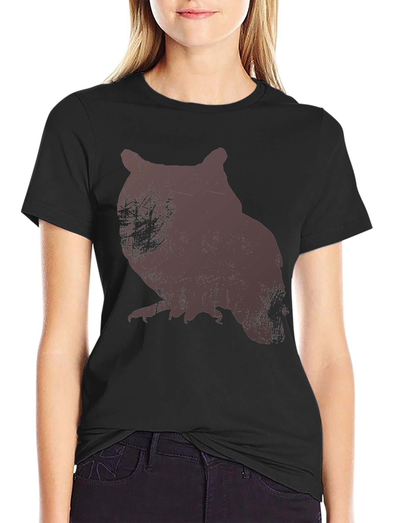Owl Silhouette Graphic Print T-Shirt