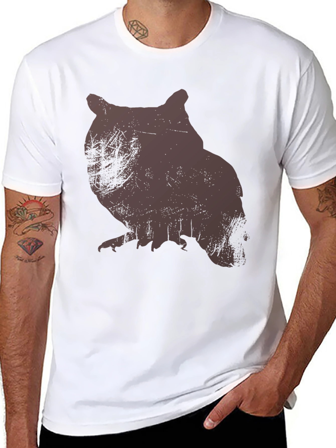 Owl Silhouette Graphic Print T-Shirt