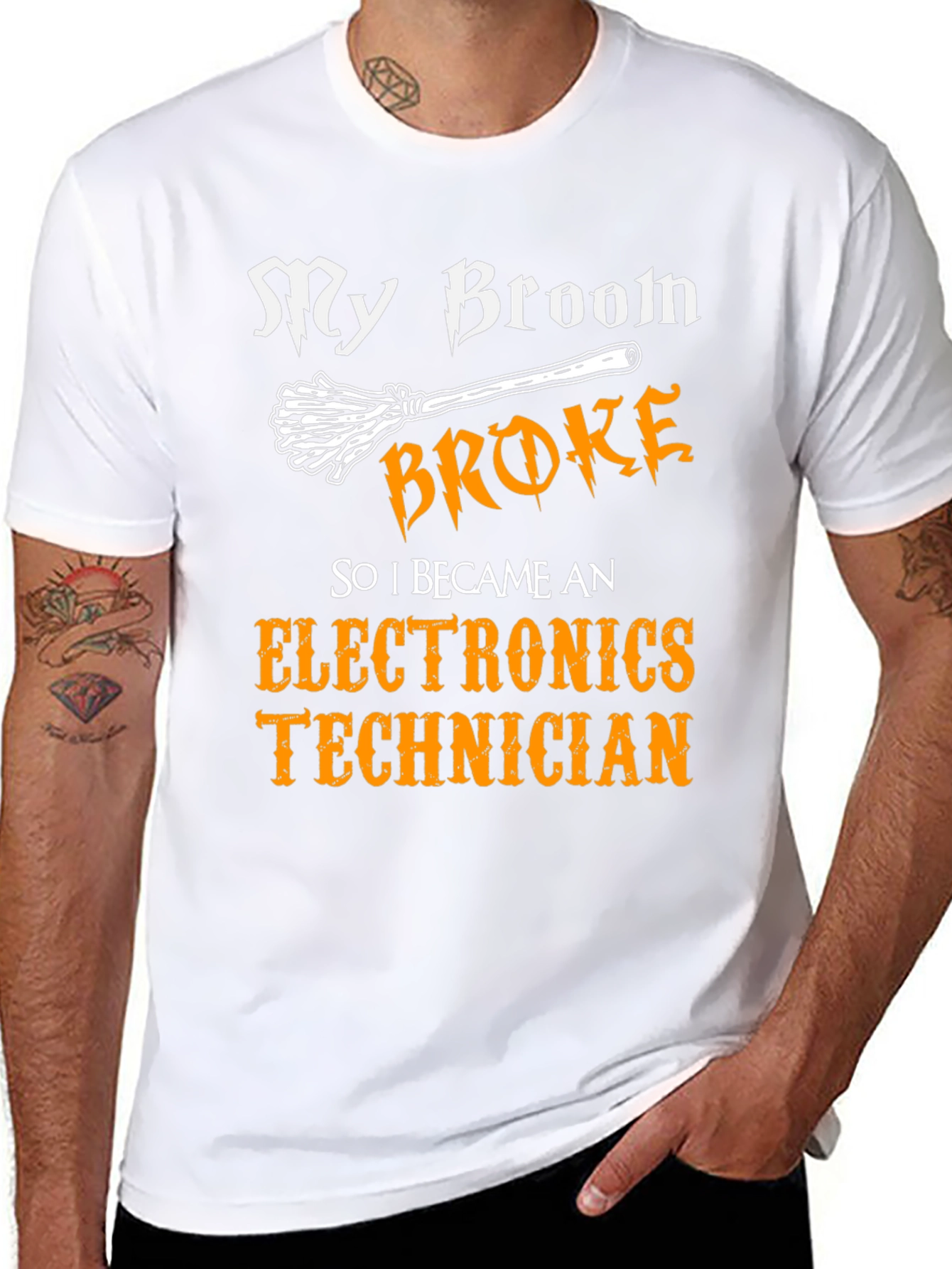 My Broom Broke Electronics Technician Graphic Tee