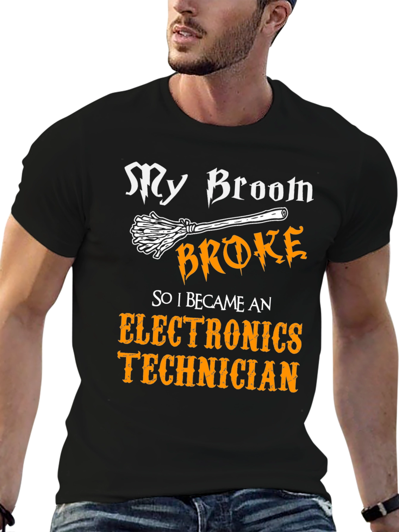 My Broom Broke Electronics Technician Graphic Tee