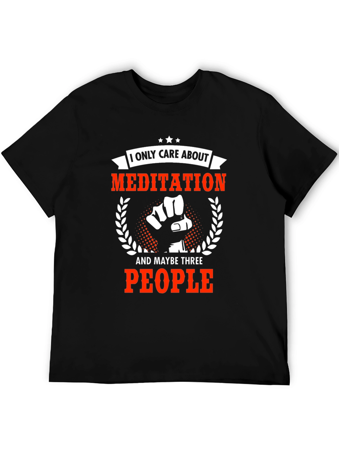 Meditation & 3 People Black Graphic Tee