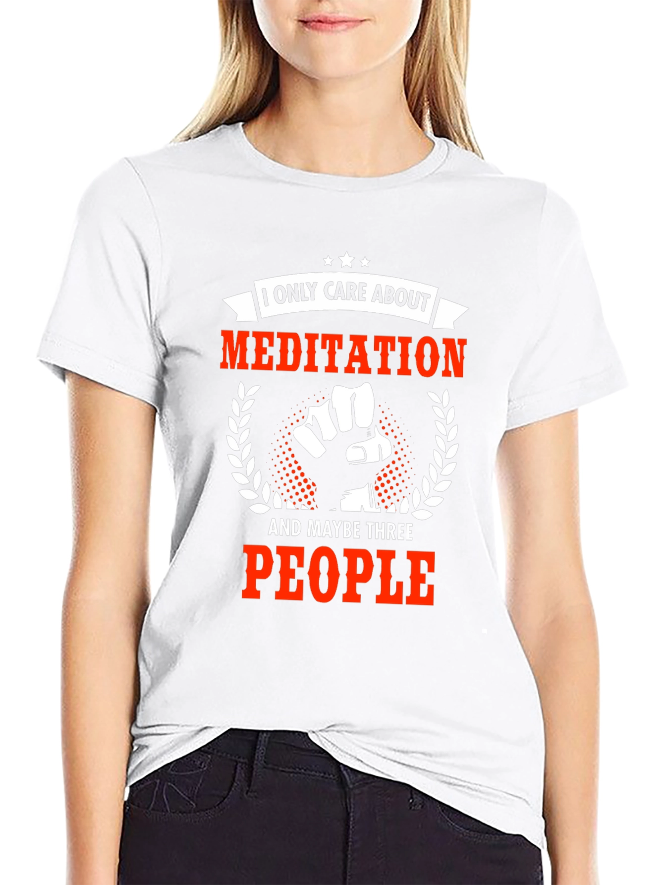 Meditation & 3 People Black Graphic Tee