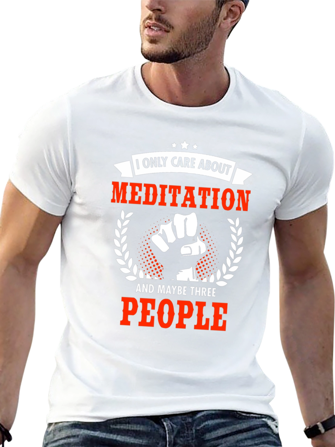 Meditation & 3 People Black Graphic Tee