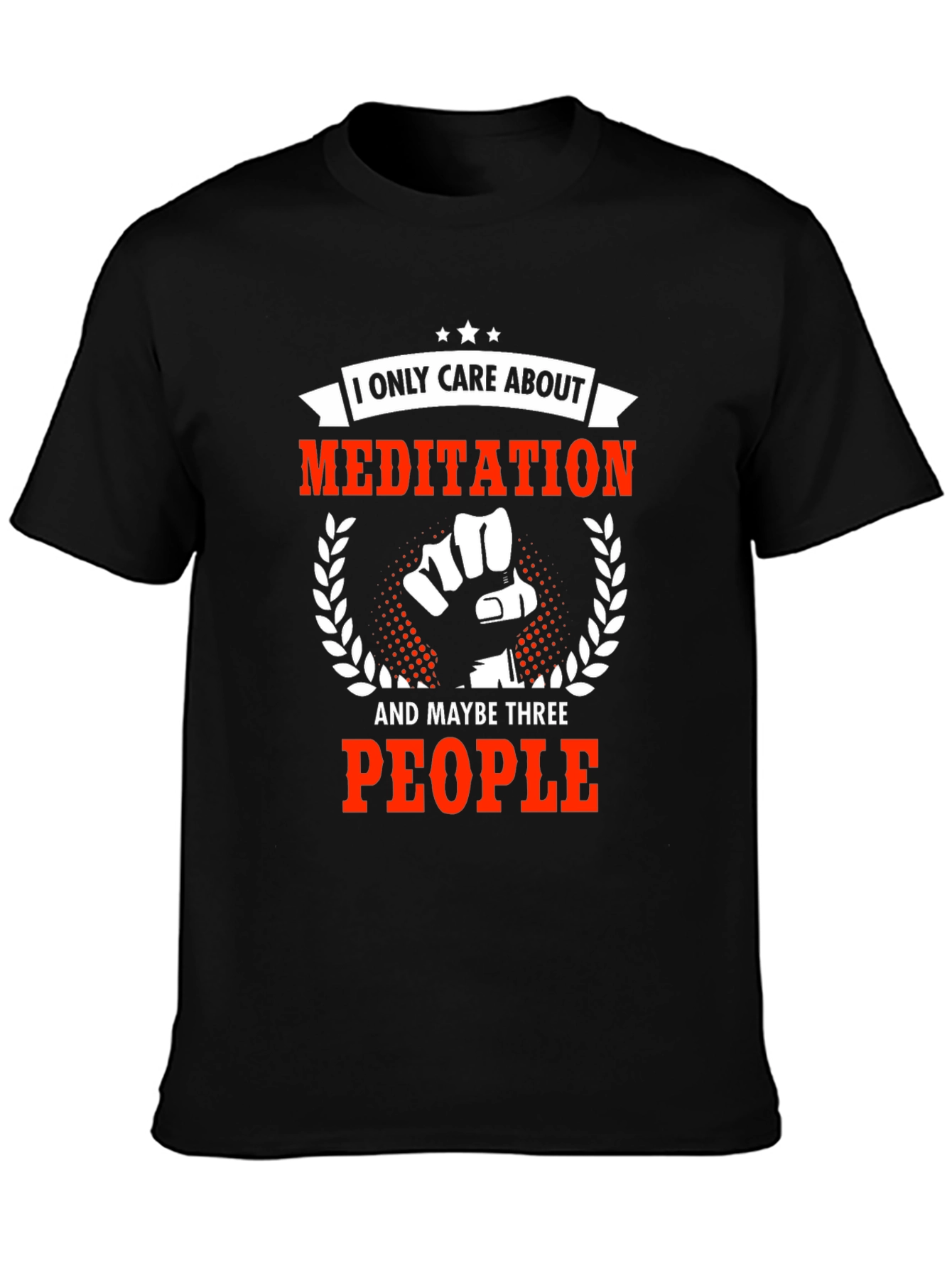 Meditation & 3 People Black Graphic Tee