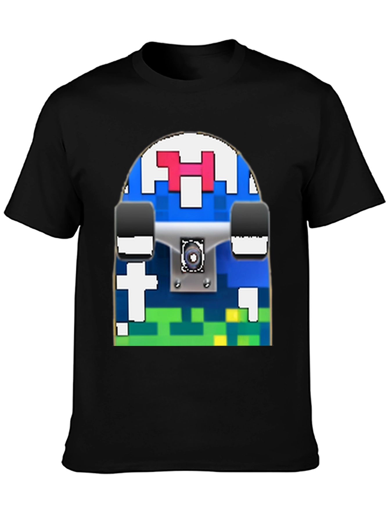 Pixel Skateboard Graphic T-Shirt