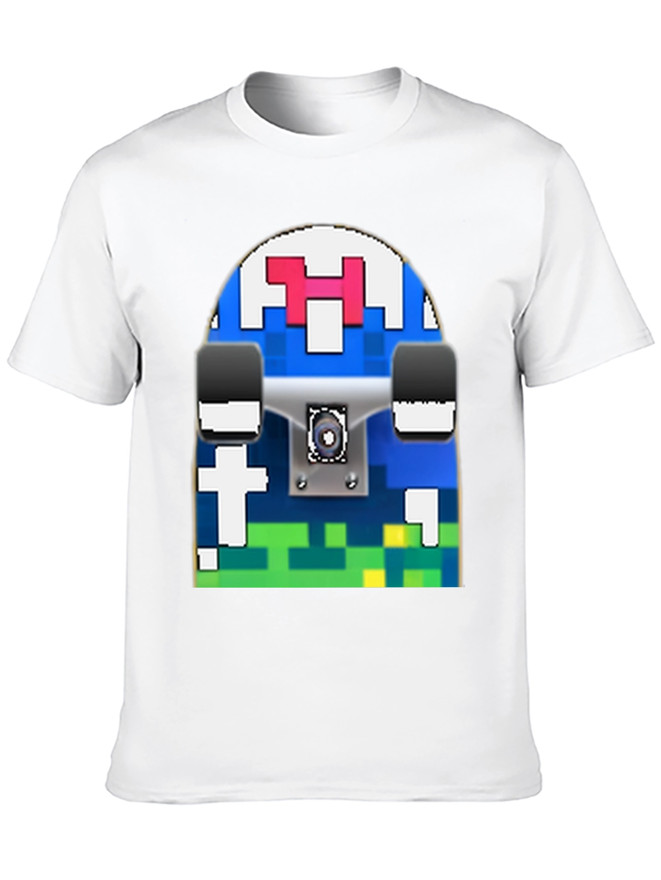 Pixel Skateboard Graphic T-Shirt