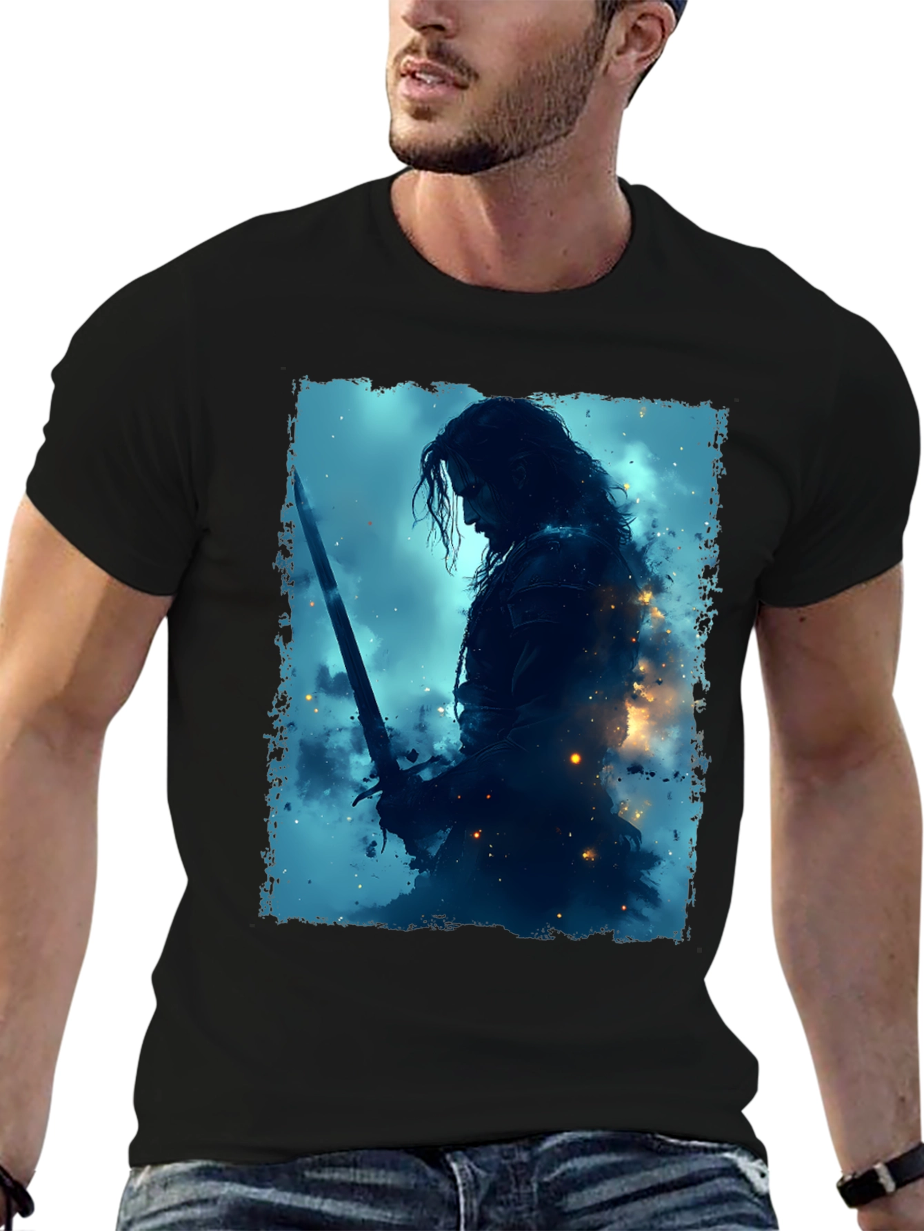 Warrior Graphic Tee - Black Crew Neck