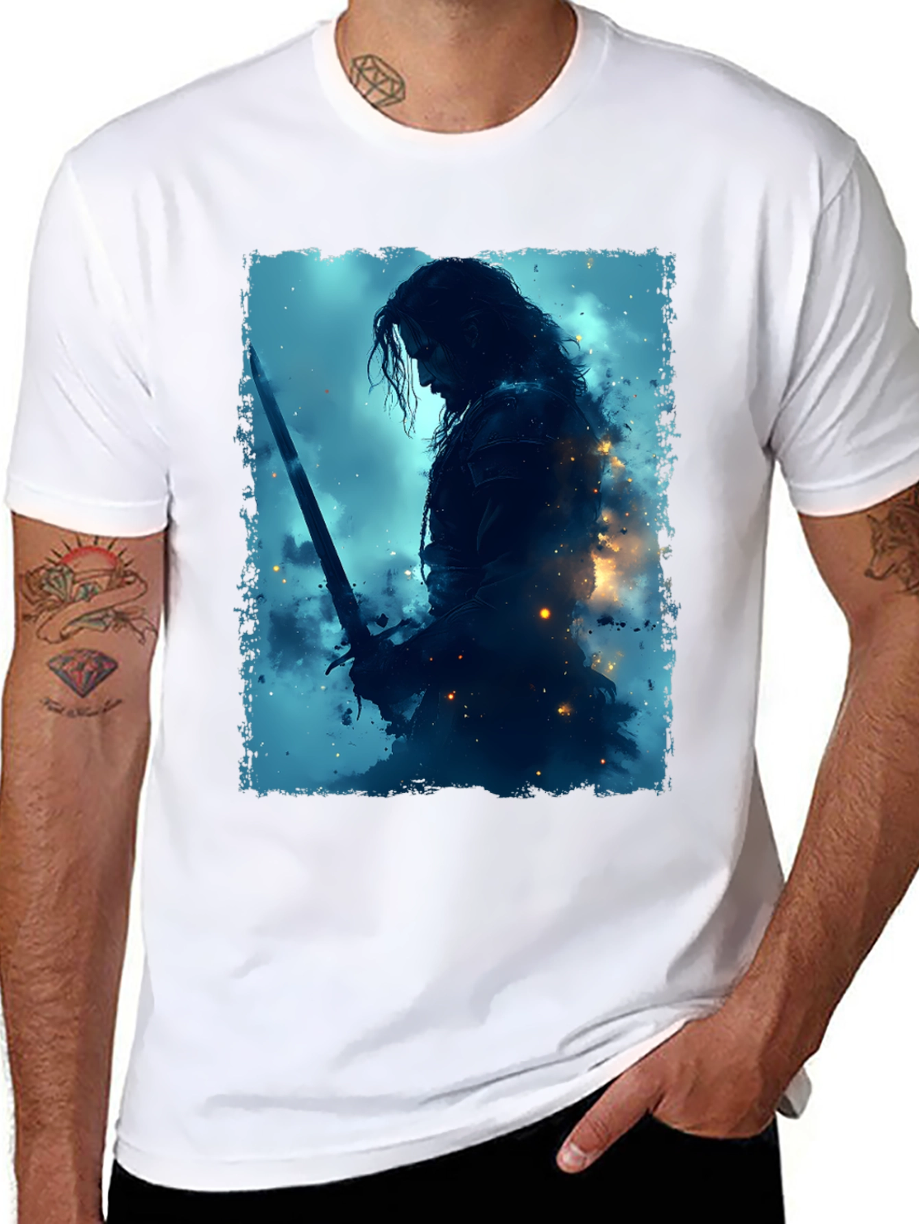 Warrior Graphic Tee - Black Crew Neck