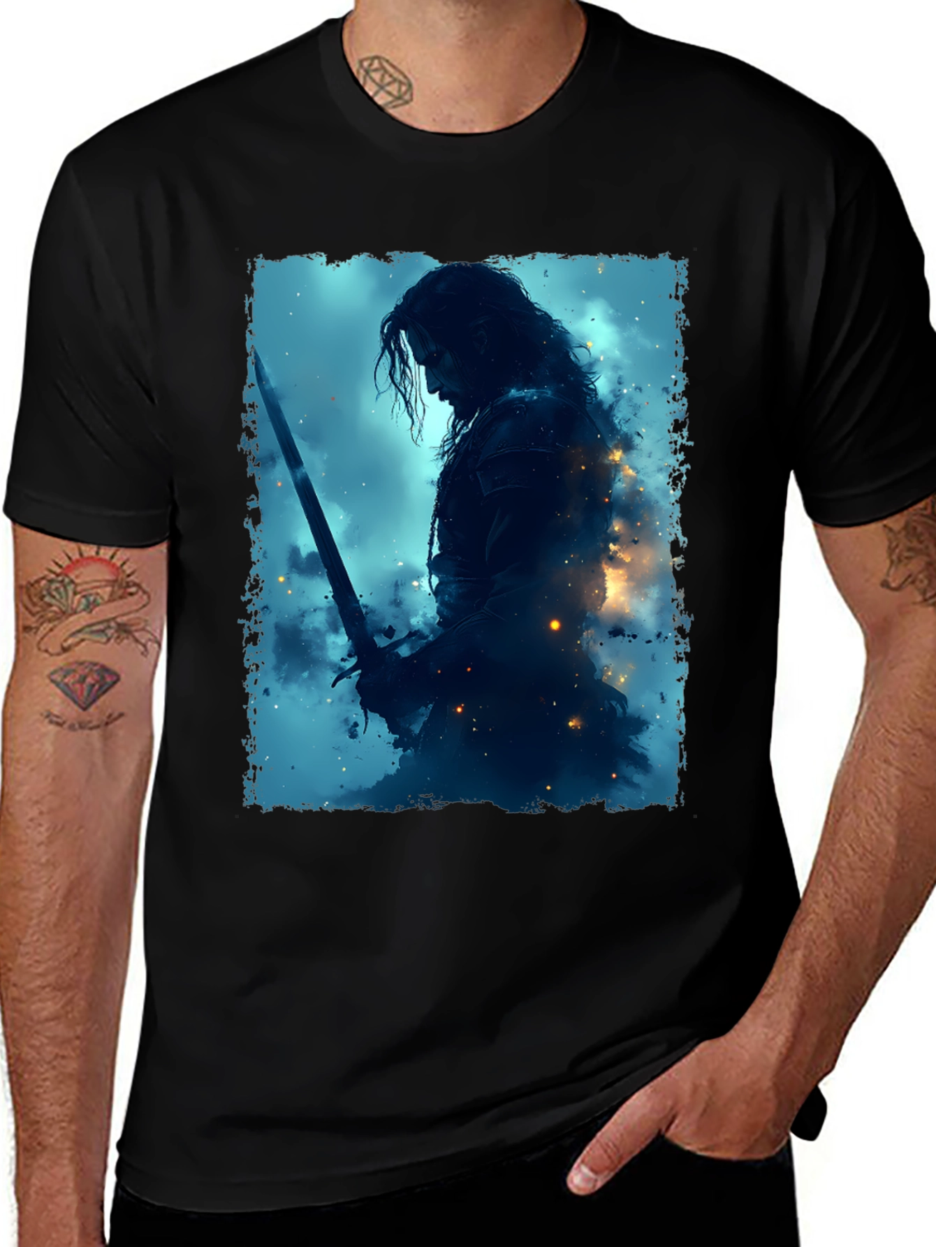 Warrior Graphic Tee - Black Crew Neck