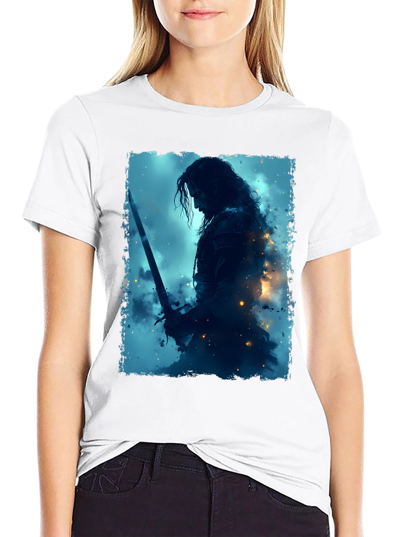 Warrior Graphic Tee - Black Crew Neck
